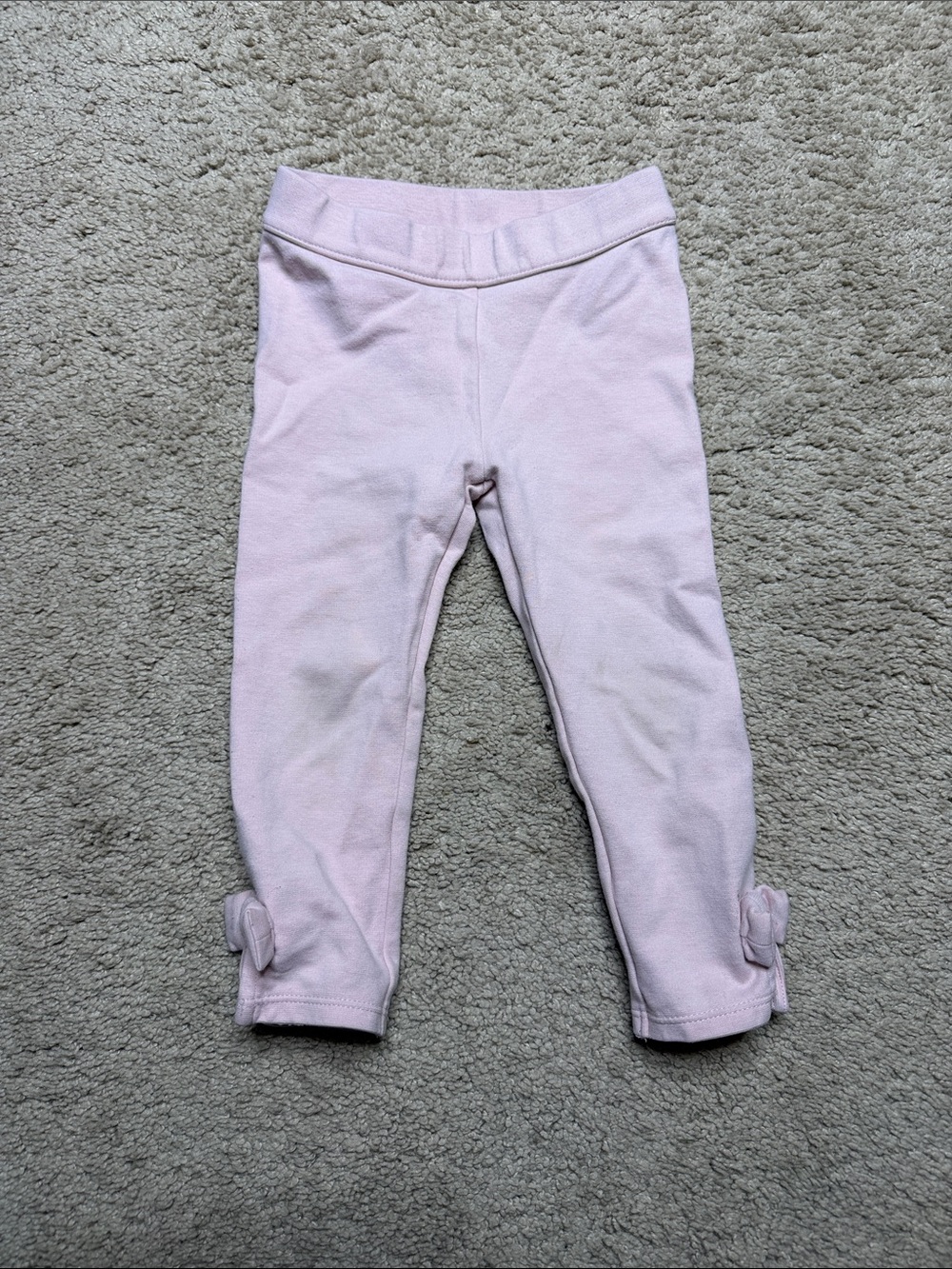 Janie and Jack Light Pink Bow Hem Stretch Leggings